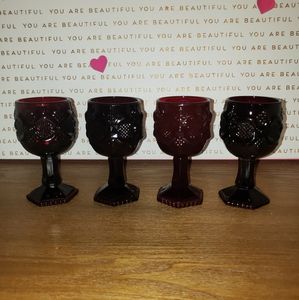 AVON 1876 Cape Cod Collection.  Wine glasses / Goblets.  Vintage.  Red Glass.
